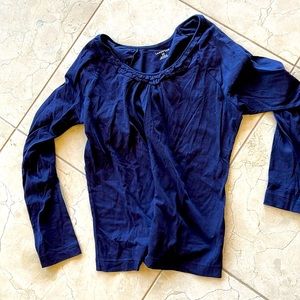Landsend Women’s Long Sleeve Ruffle V-Neck Top Size S